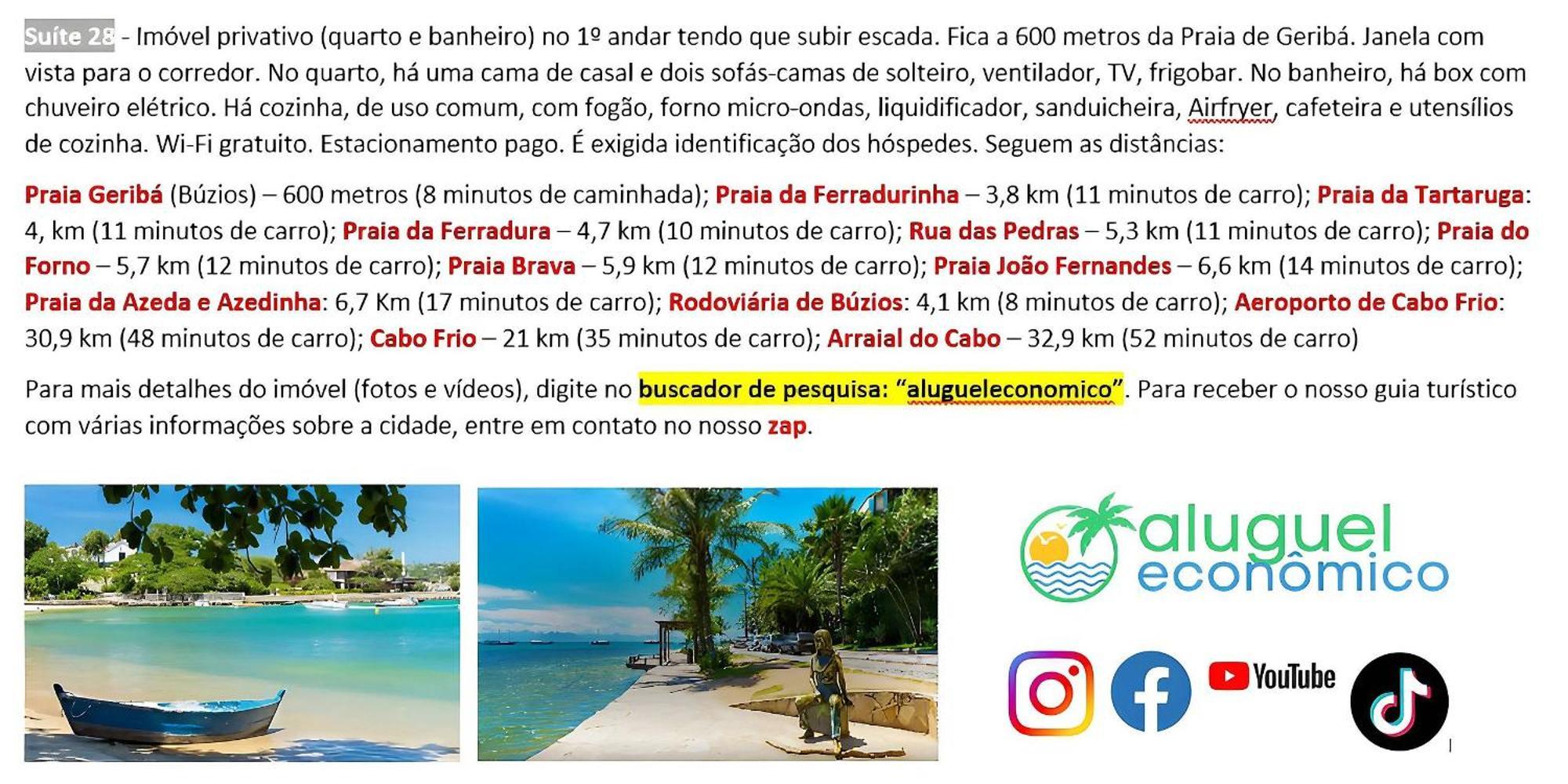 - Geribá - Aluguel Econômico Apartamento Búzios