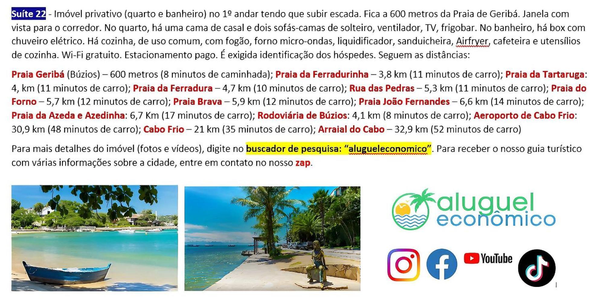 - Geribá - Aluguel Econômico Apartamento Búzios